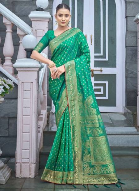 Sea Green Colour Mahaniya Monjolika New Latest Designer Festive Wear Banarasi Silk Saree Collection 5104